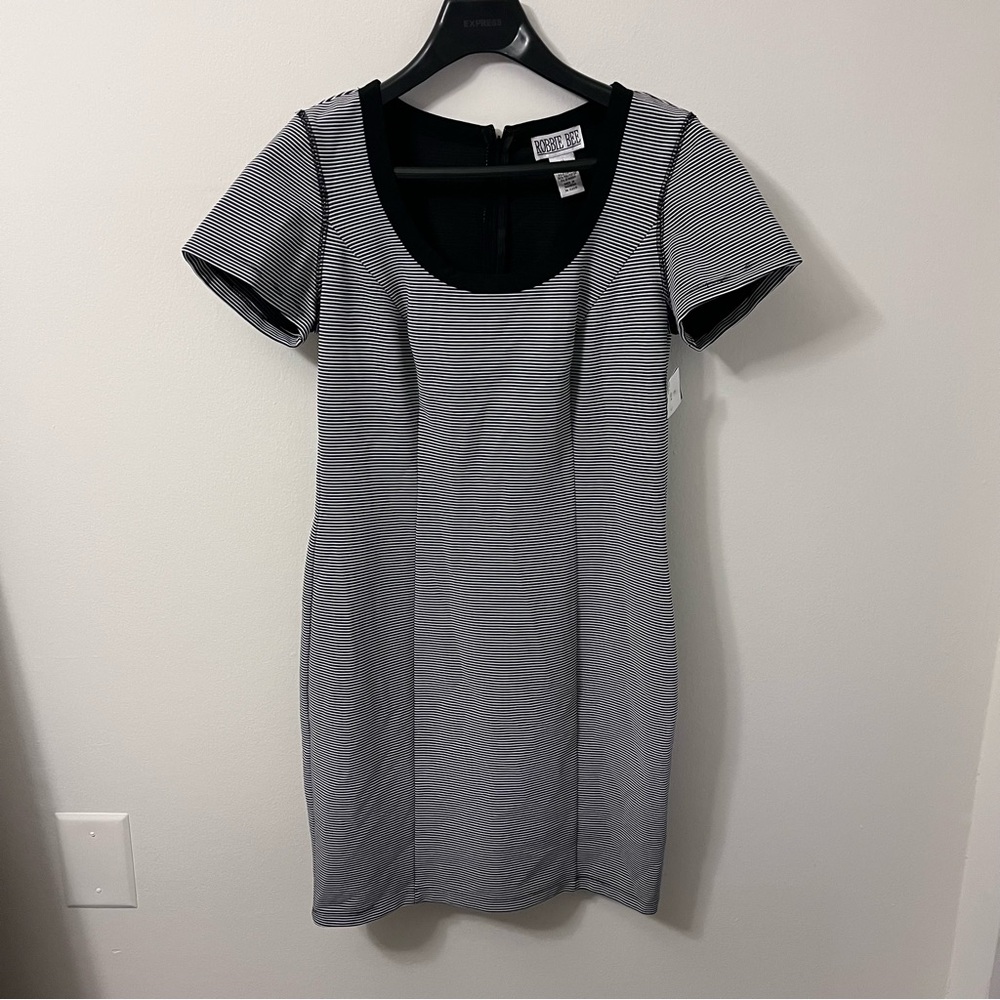 Robbie Bee Monochrome Striped Dress